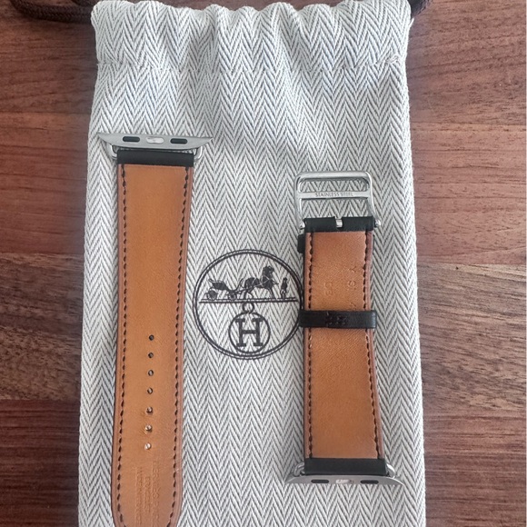 Hermes Black Leather Watch Strap - Picture 2 of 4